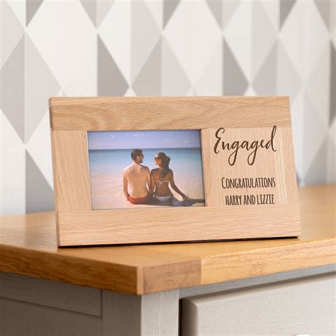 Personalised Engaged Oak Photo Frame By Mirrorin | notonthehighstreet.com