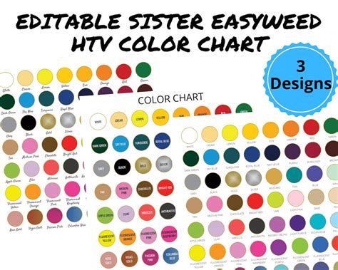 Siser Easyweed Color Chart HTV Color Chart for Sisterweed P.S. Film ...