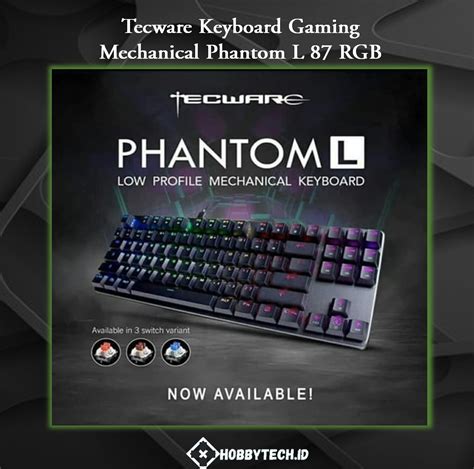 Tecware Phantom L 87 TKL Low Profile Mechanical RGB Outemu Red Switch ...