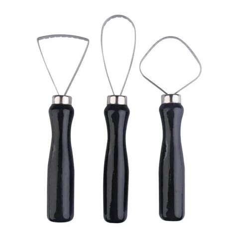 Pottery Ceramics Tools 3 Pcs Wood Pottery Clay Sculpture Big Loop Tool with Steel Flat Wire ...