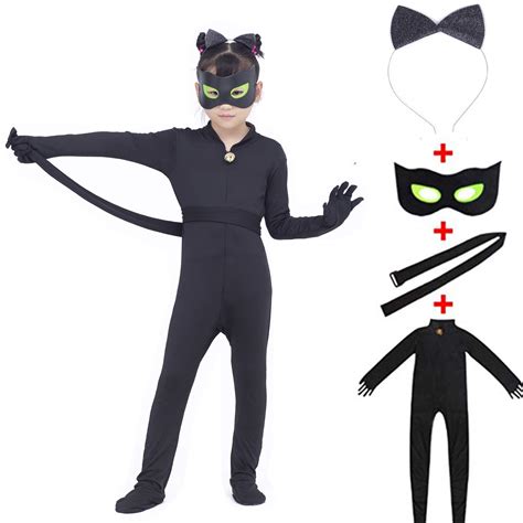 Buy Kid's Cat Cosplay Jumpsuit Boy's Girls Costume Black Cat Cosplay ...