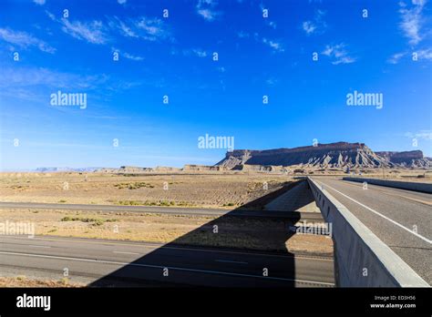 Ruby Ranch Rd & Interstate 70, Utah, USA. pull out off highway i70 Stock Photo - Alamy