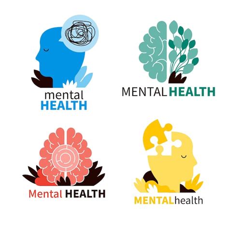 Free Vector | Mental health logos set