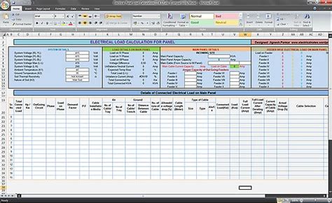 Commercial Electrical Load Calculation Worksheet Excel