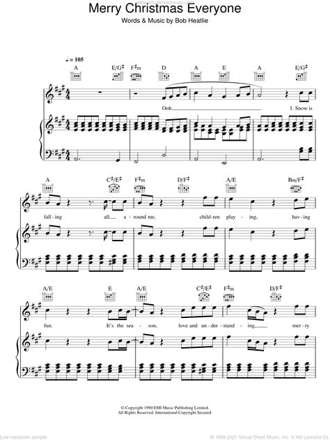 Merry Christmas Everyone sheet music for voice, piano or guitar