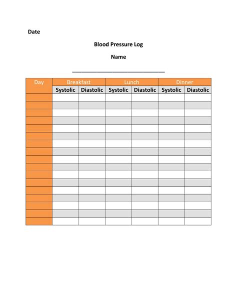 Blood Pressure Log Template | Images and Photos finder