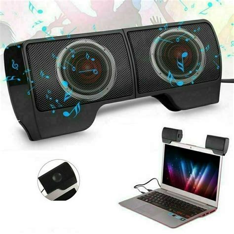 Laptop Speakers Clip on External USB Powered Small Mini Wired Portable ...