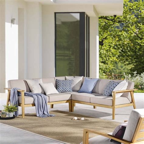 Modway Sedona 3 Piece Outdoor Patio Eucalyptus Wood Sectional - EEI-3757 - Natural Taupe | Patio ...