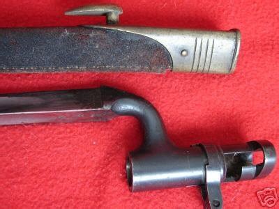 Old triangular bayonet w/ leather scabbard sword knife | #21475042