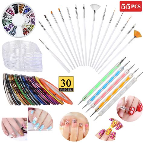 Nail Art Supplies, EEEkit 30 Striping Tape & 15pcs Nail Art Brushes Set & 5pcs Dotting Pen ...