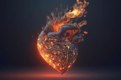 Premium Photo | A burning heart is in flames and the word heart is on ...