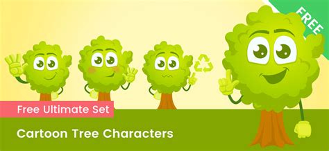 Cartoon Tree Vector Set - Vector Characters