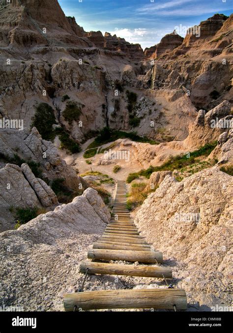 Ladder on Notch Trail. Badlands National Park, South Dakota Stock Photo, Royalty Free Image ...