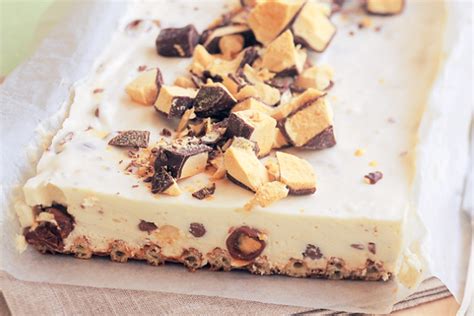 MAKE IT EASY: Violet Crumble cheesecake slice