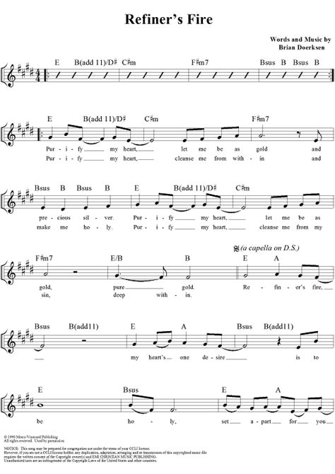 Refiner's Fire" Sheet Music for Lead Sheet - Sheet Music Now