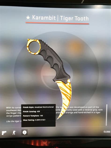 CSGO Karambit Tiger Tooth Factory New, Video Gaming, Gaming Accessories ...