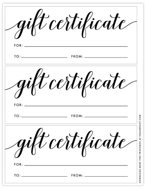 Free Printable Gift Certificate Template - Pjs and Paint