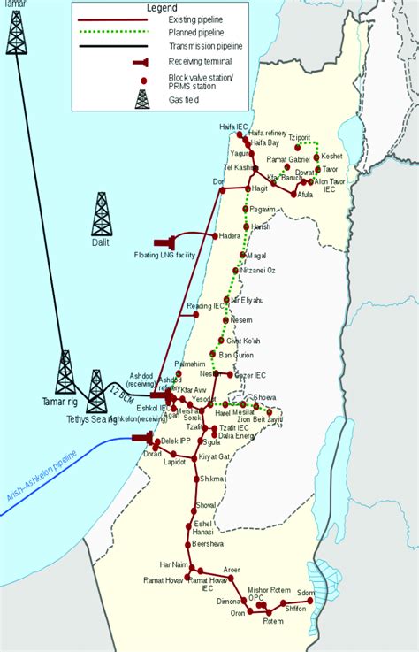 Israeli natural gas lines network map ("Natural gas in Israel ...