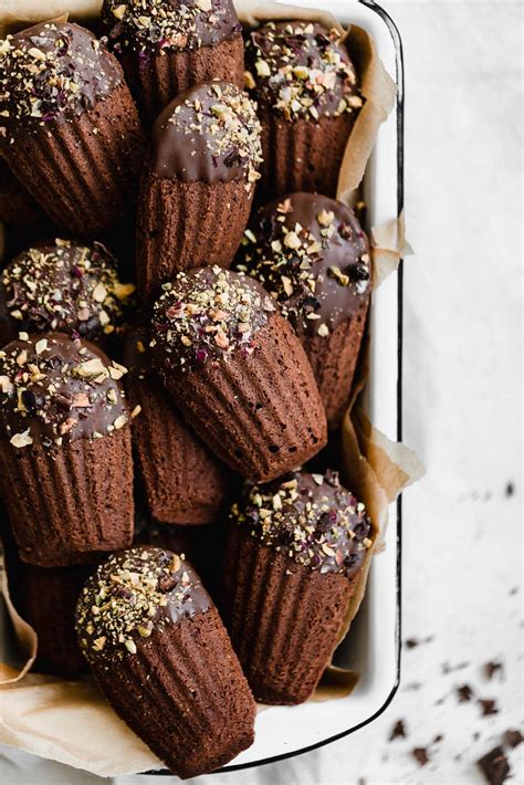 Chocolate-Dipped Chocolate Madeleines - Broma Bakery