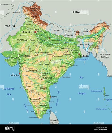 India Physical Map Labeled Large - Get Latest Map Update