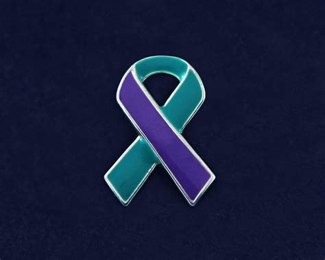 Teal & Purple Ribbon Awareness Pin | Etsy