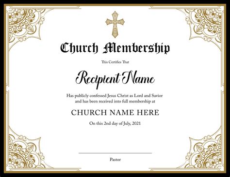 Editable Church Membership Certificate Template. Printable Certificate ...