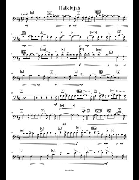 hallelujah - cello sheet music for Piano, Cello download free in PDF or MIDI