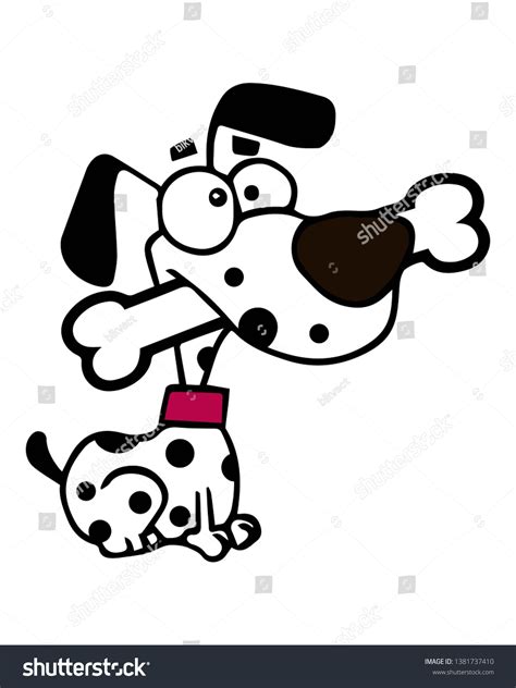 Dalmatian Dog Black White Dog Cartoon Stock Vector (Royalty Free ...