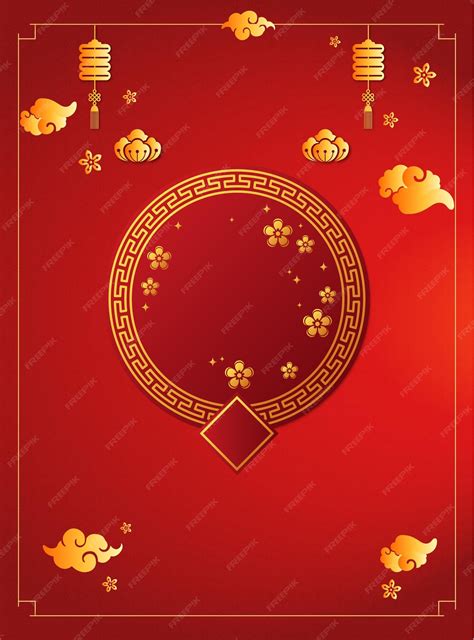 Premium Vector | Red background style chinese new year design template