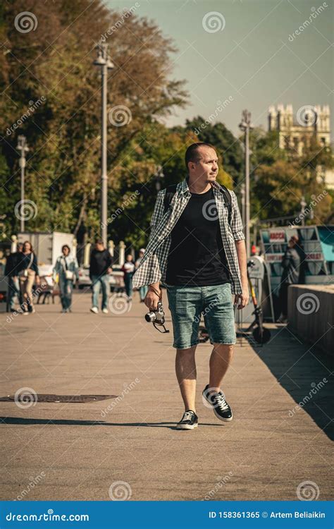 Man Holding Retro Camera. Vintage Camera. Photographer. Stock Image ...