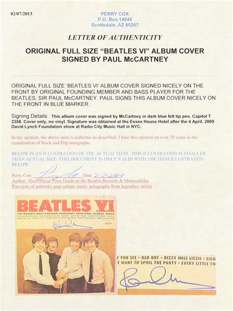 Paul McCartney Signed The Beatles "Beatles VI" Custom Framed Vinyl Album Cover Display (Perry ...