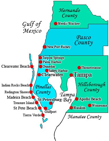 Tampa Bay Counties Map