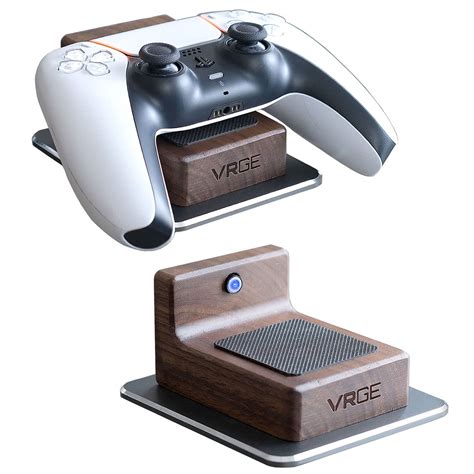 VRGE - PS5 Controller Charging Storage Dock - Premium Walnut Wood Gunmetal Aluminum Magnetic ...