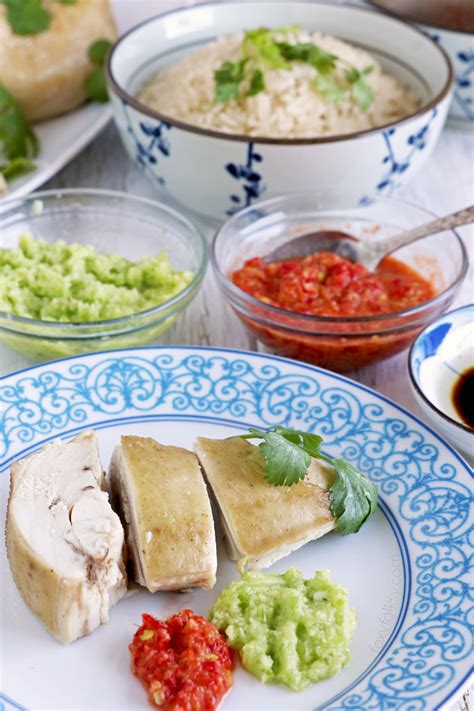 Hainanese Chicken Rice with 3 dipping sauces | Foxy Folksy