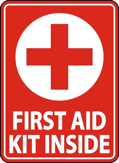 First Aid Kit Inside Sign Label Sign on white background 5993167 Vector Art at Vecteezy