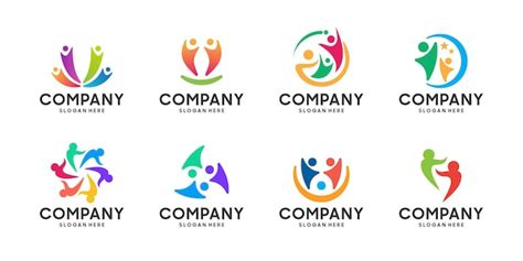 Premium Vector | Set of creative human unity logo design collection