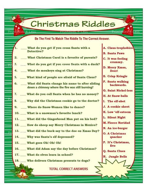 Christmas Riddle Game DIY Holiday Party Game Printable | Etsy ...