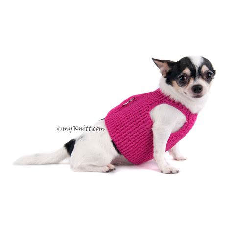 Velcro Dog Harness Pink Cotton Choke Free Chihuahua - Myknitt | myknitt