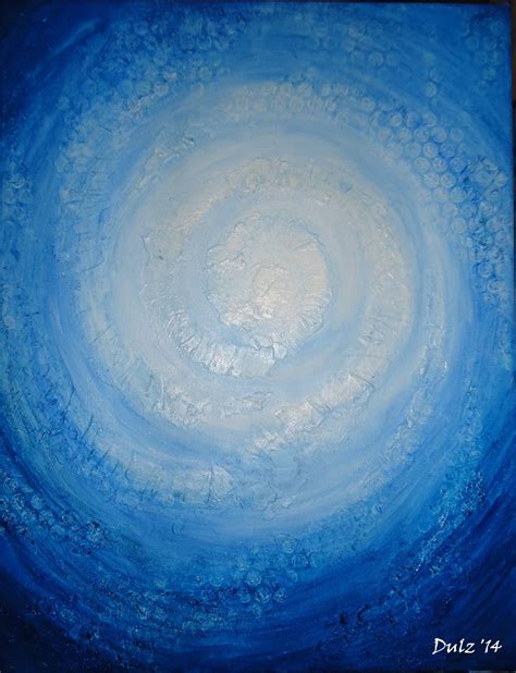 an abstract painting with blue and white colors