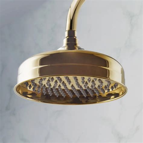 NEW Bathroom Titanium Gold 8 Inch Rainfall Shower Head BRASS Overhead Showerhead Replacement ...