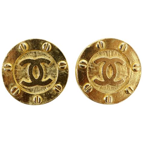 Chanel 1980s CC Medallion Clip-On Earrings at 1stDibs