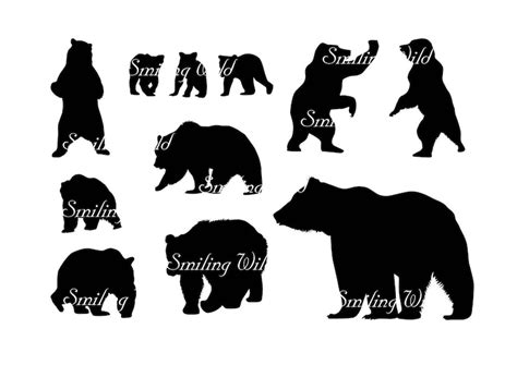 grizzly bear silhouette svg cub clipart printable forest animal woodland vector art graphic ...