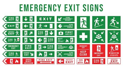 Premium Vector | Set of emergency exit signs Evacuation and relocation ...