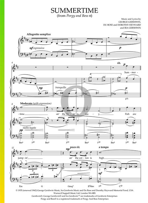 Summertime (George Gershwin) Piano Sheet Music - OKTAV