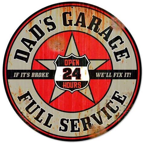 Retro Dads Garage Round Metal Sign 14 x 14 Inches | Vintage metal signs, Garage art, Metal signs