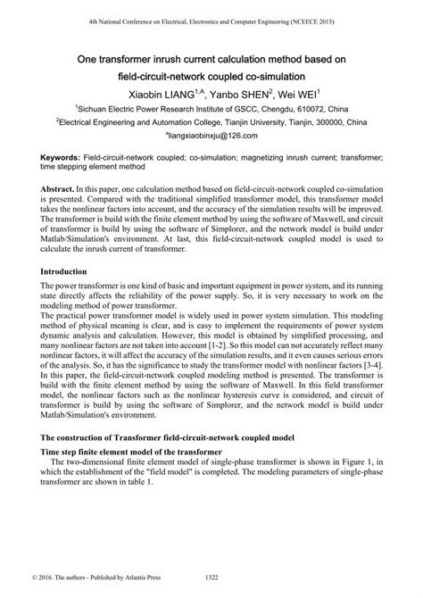 (PDF) One transformer inrush current calculation method based on ...