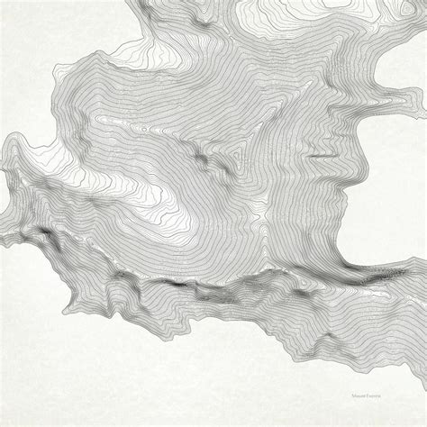 Mount Everest Art Print Contour Map of Mount Everest in Nepal an by ...