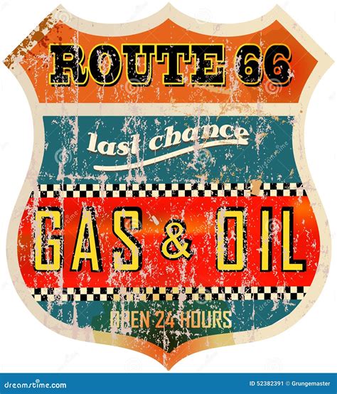 Old Route 66 Gas Station Sign Stock Vector - Illustration of historic, metal: 52382391