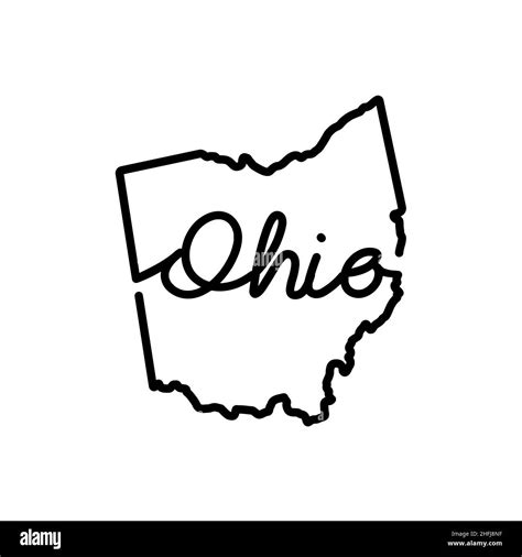 Ohio US state outline map with the handwritten state name. Continuous ...