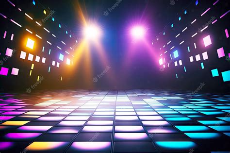 Premium Photo | Abstract empty dance floor in nightclub with bright ...